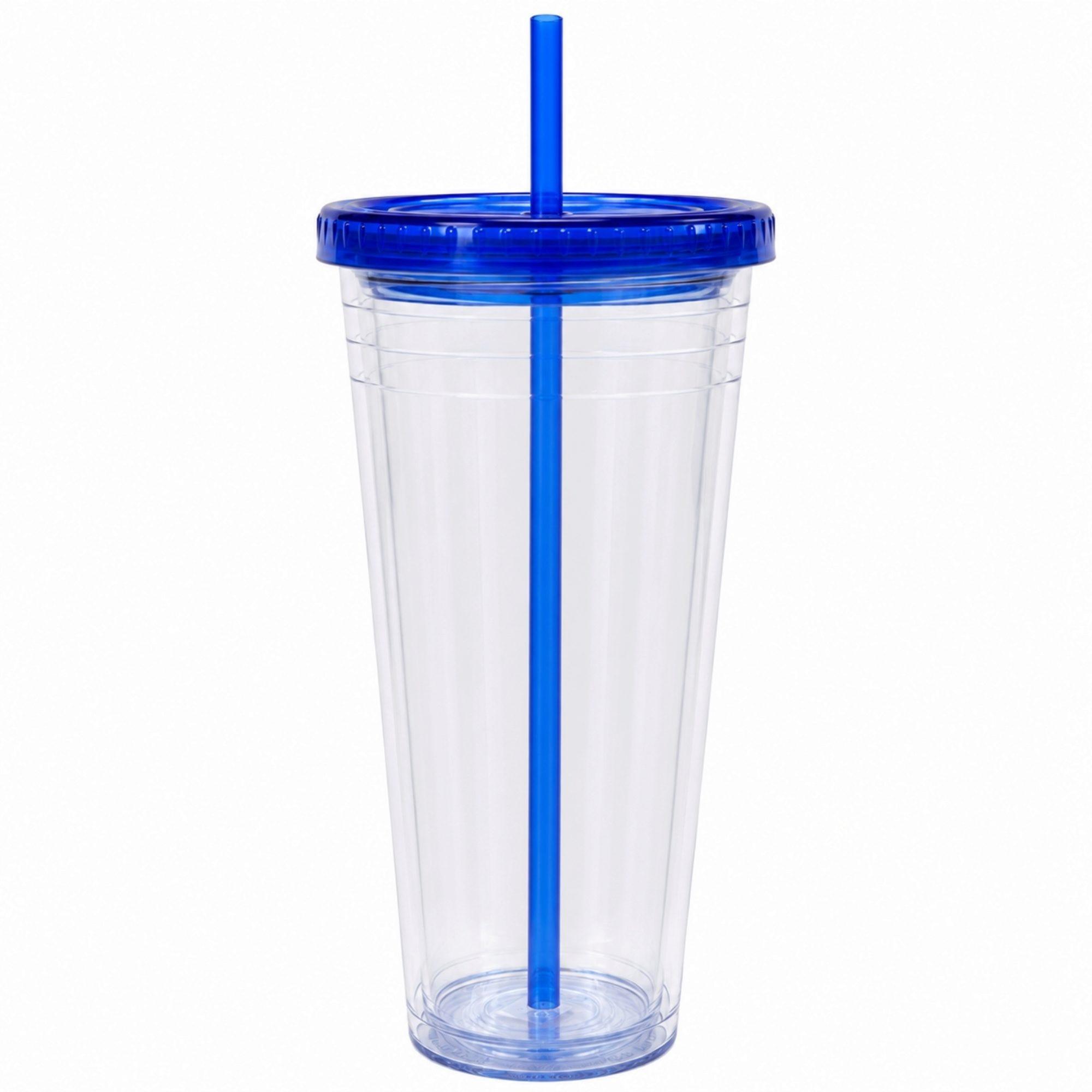 24 Oz Drinkware Tumbler with Lid & Straw in Clear and Blue image