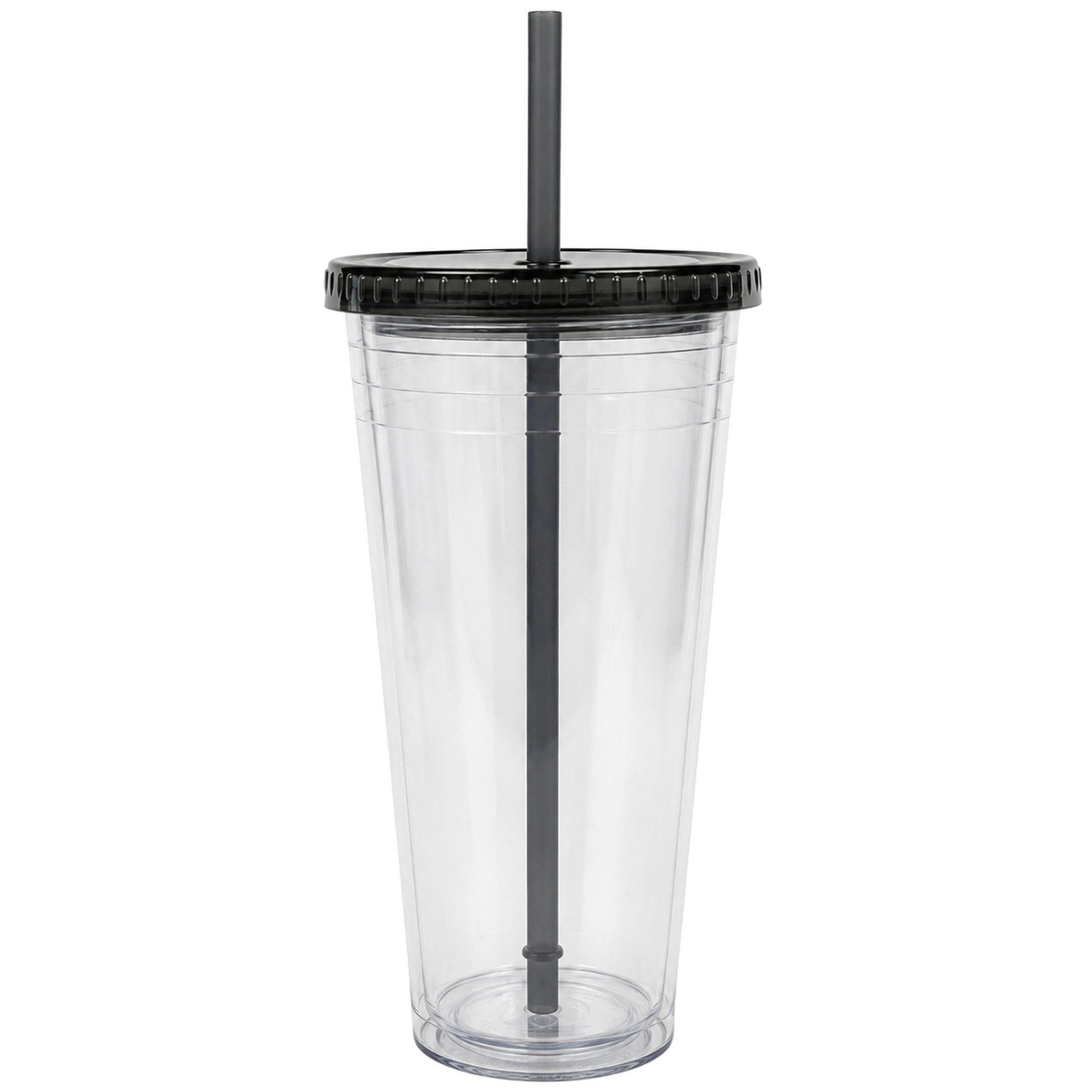 24 Oz Drinkware Tumbler with Lid & Straw in Clear and Grey image