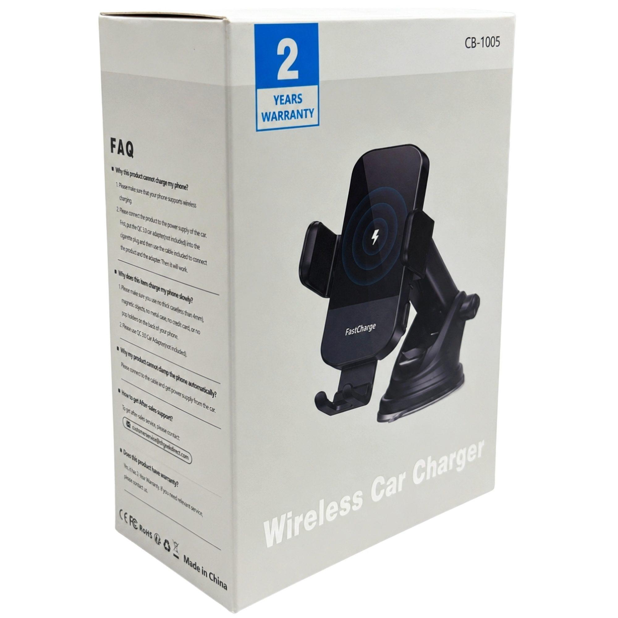 CHGeek Black Wireless Car Charger Stand 5W-15W with Vent Clip Attachment image