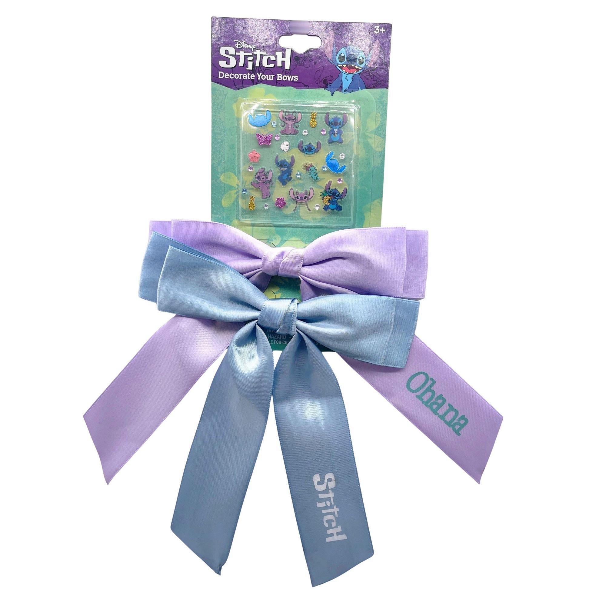 Lilo & Stitch 2 Pack Design Your Own Satin Hair Bows in Blue and Purple image