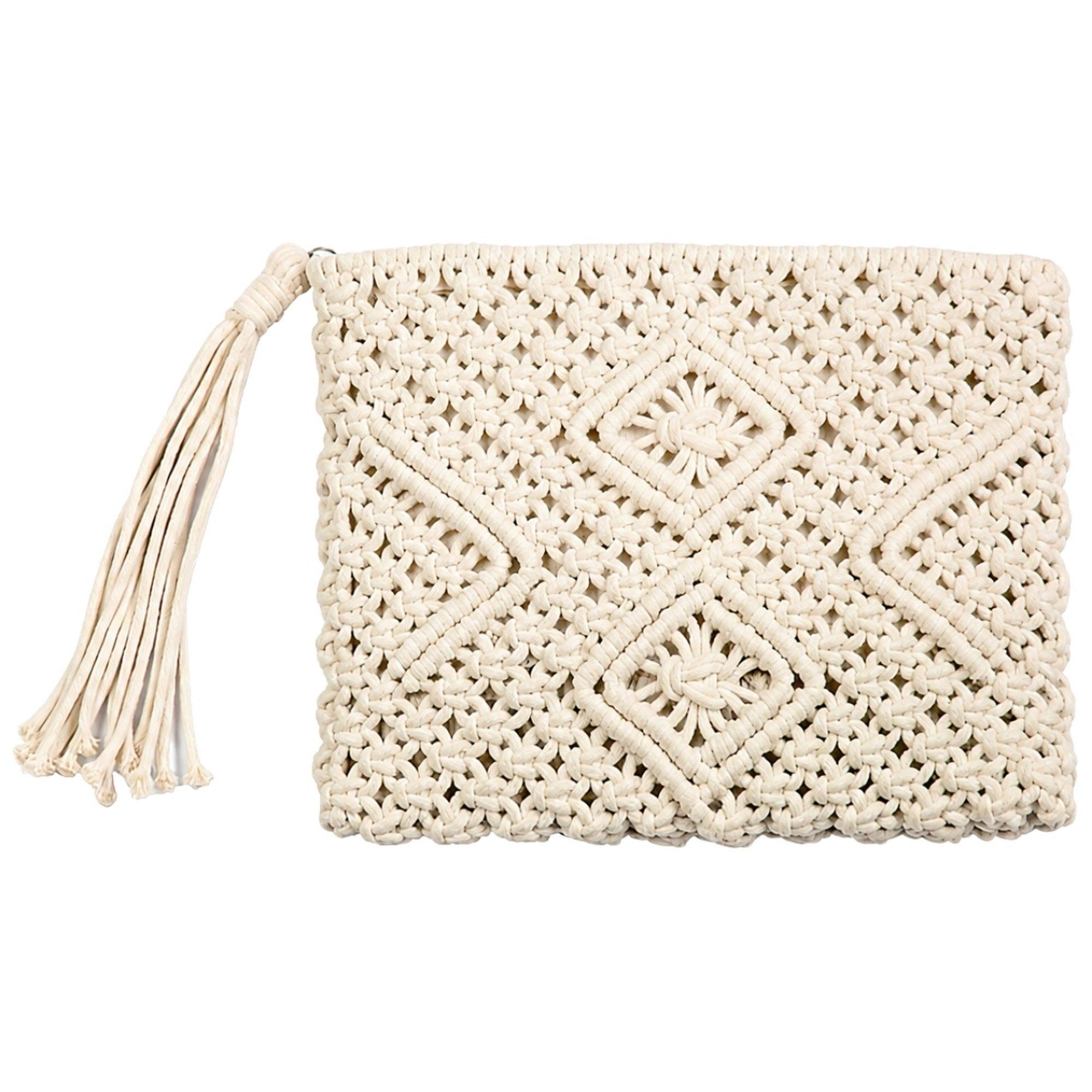 Macrame Zip-Top Pouch with Tassle Pull Detail image