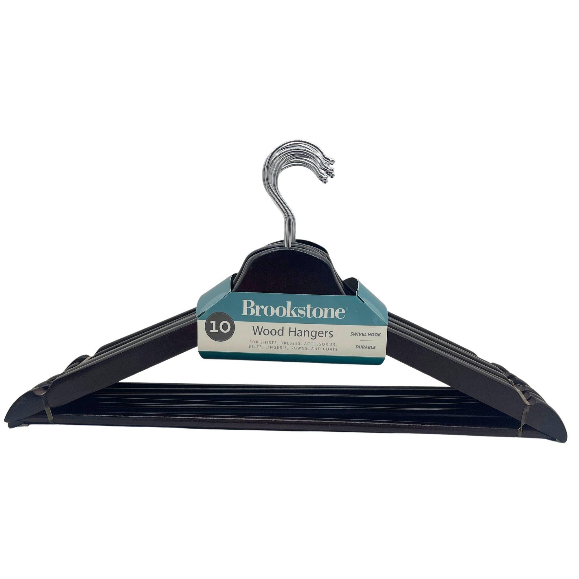 Brookstone 10 Pack Dark Brown Swivel Hook Wood Clothes Hangers image