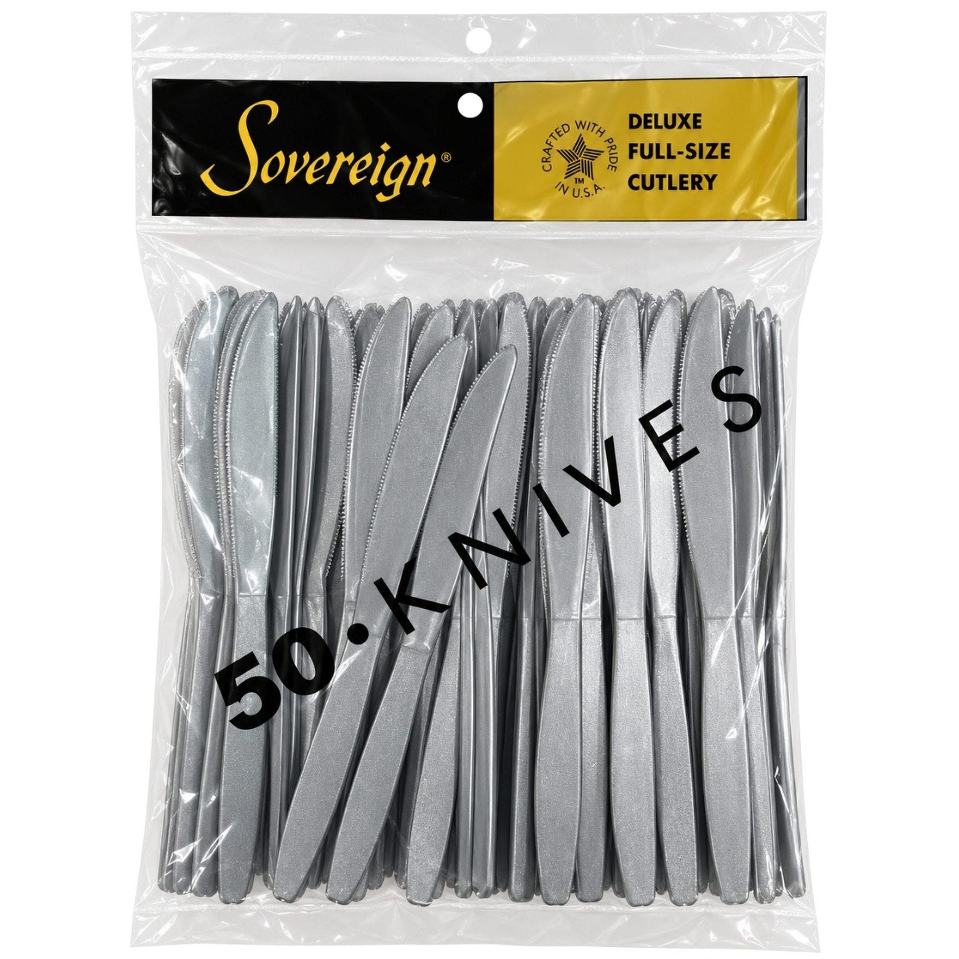 50 Pack Deluxe Full-Size Cutlery Silver Knives image