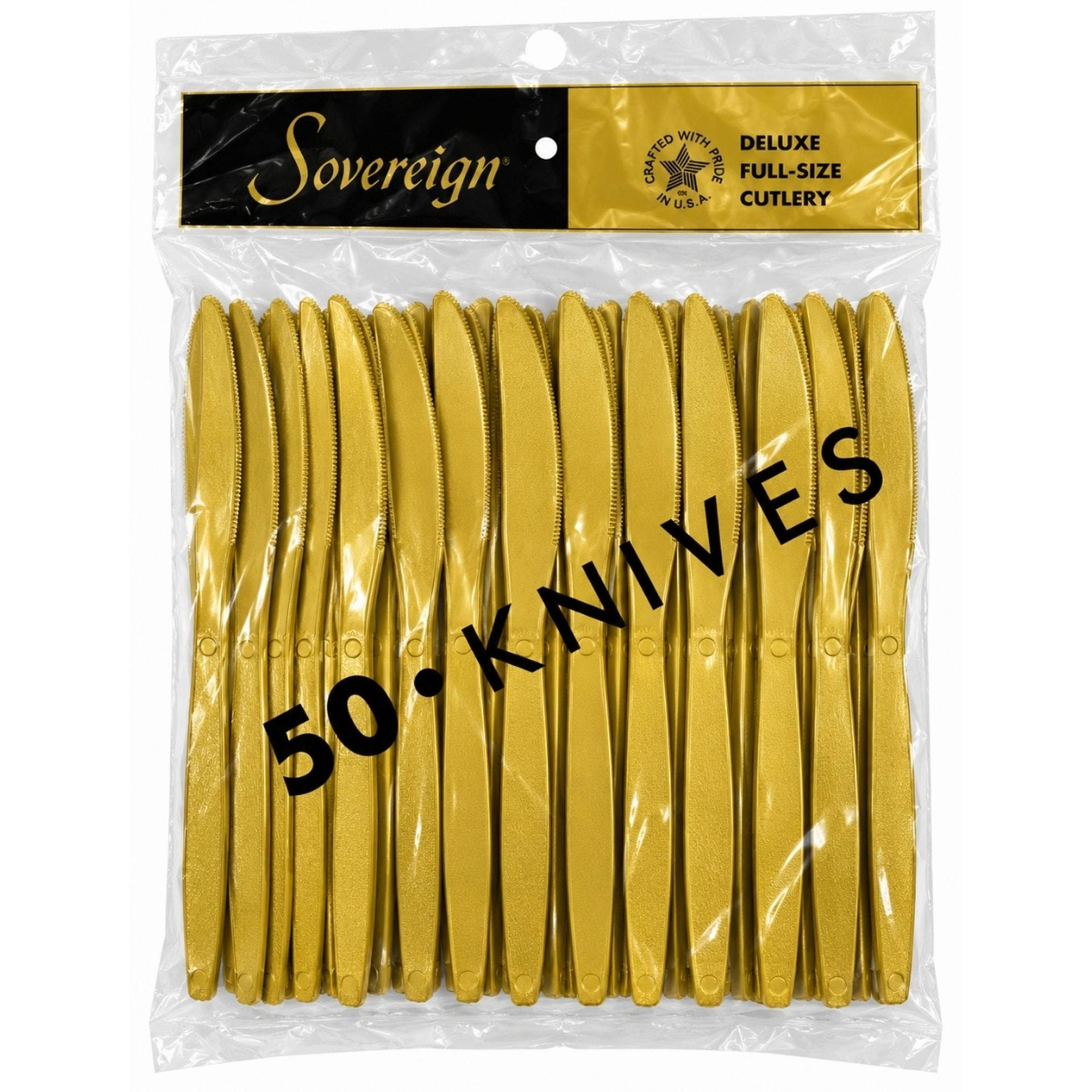 50 Pack Deluxe Full-Size Cutlery Gold Knives image