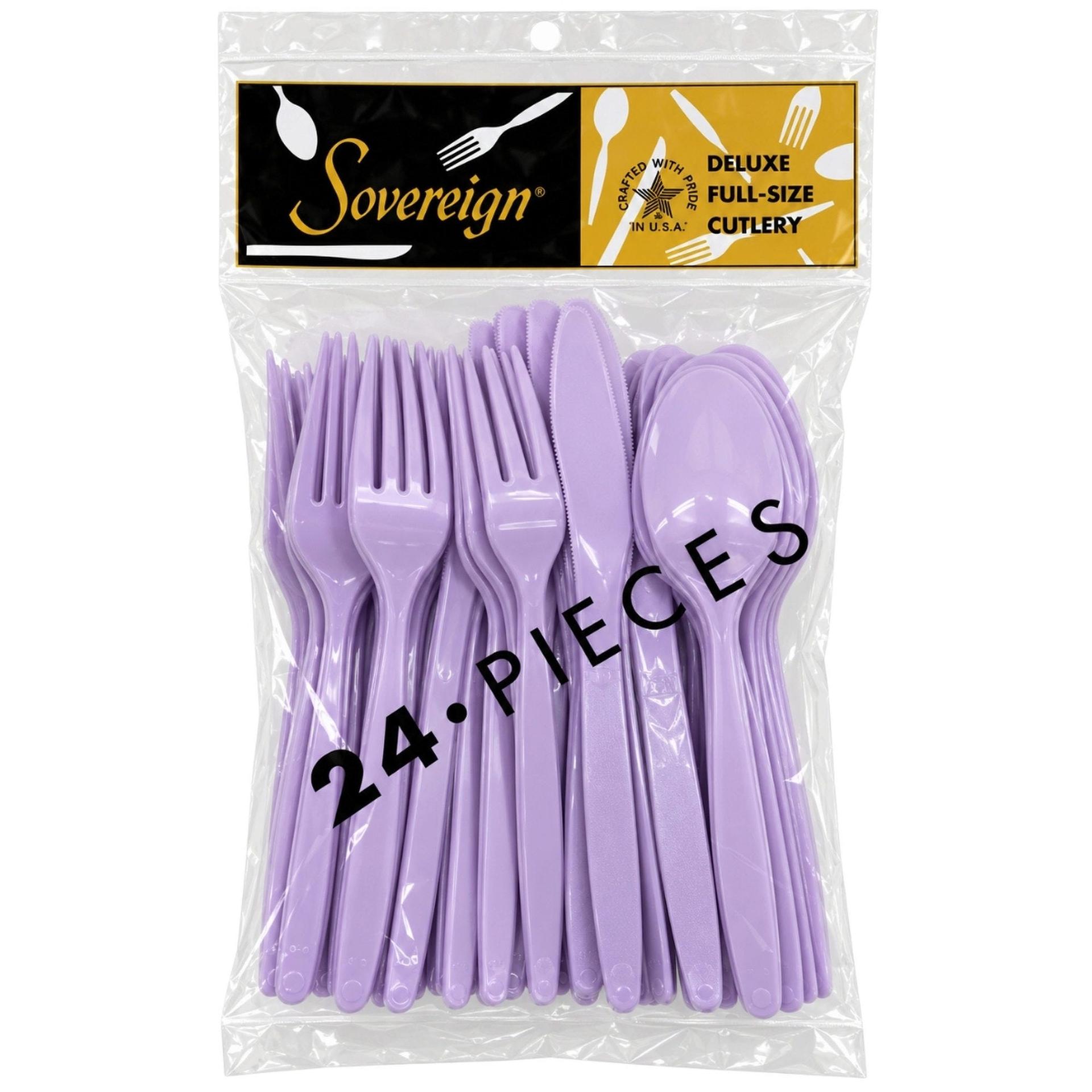 24 Pack Deluxe Full-size Cutlery Purple Assorted Set image