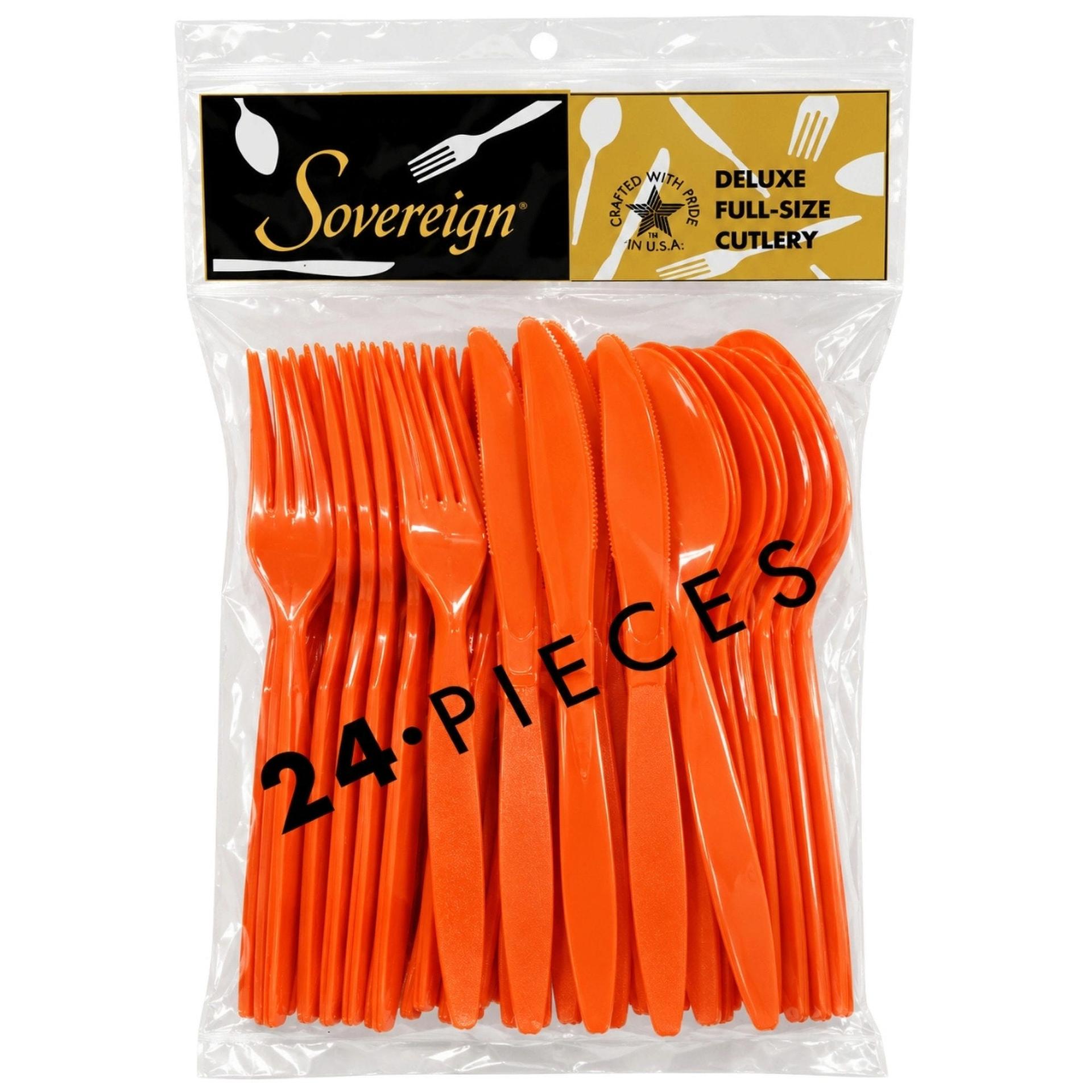 24 Pack Deluxe Full-size Cutlery Orange Assorted Set image