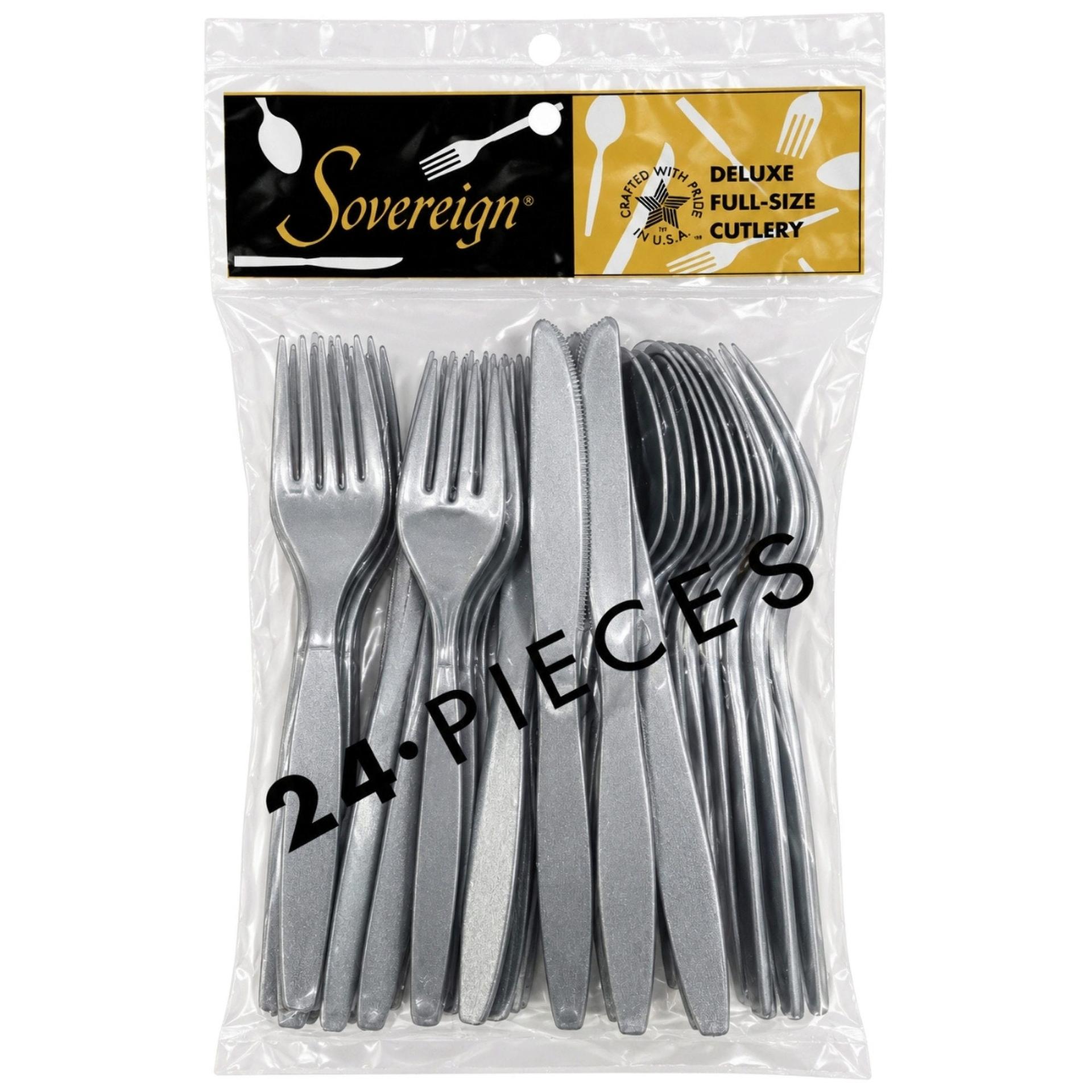 24 Pack Deluxe Full-size Cutlery Silver Assorted Set image
