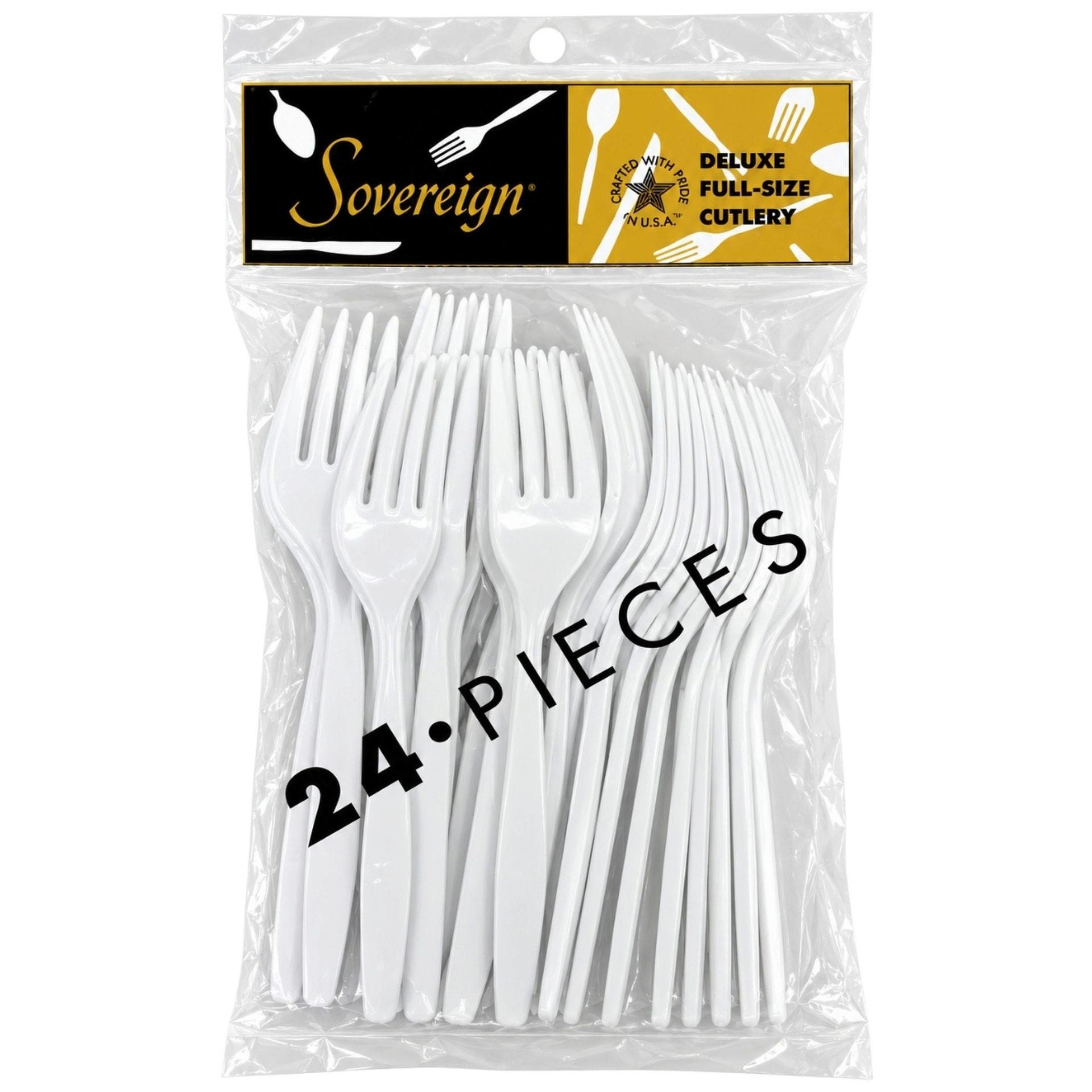 24 Pack Deluxe Full-size Cutlery White Forks image