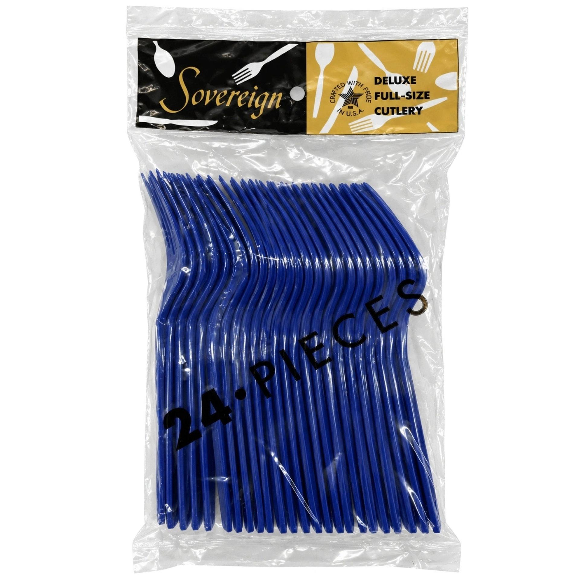 24 Pack Deluxe Full-size Cutlery Dark Blue Forks image