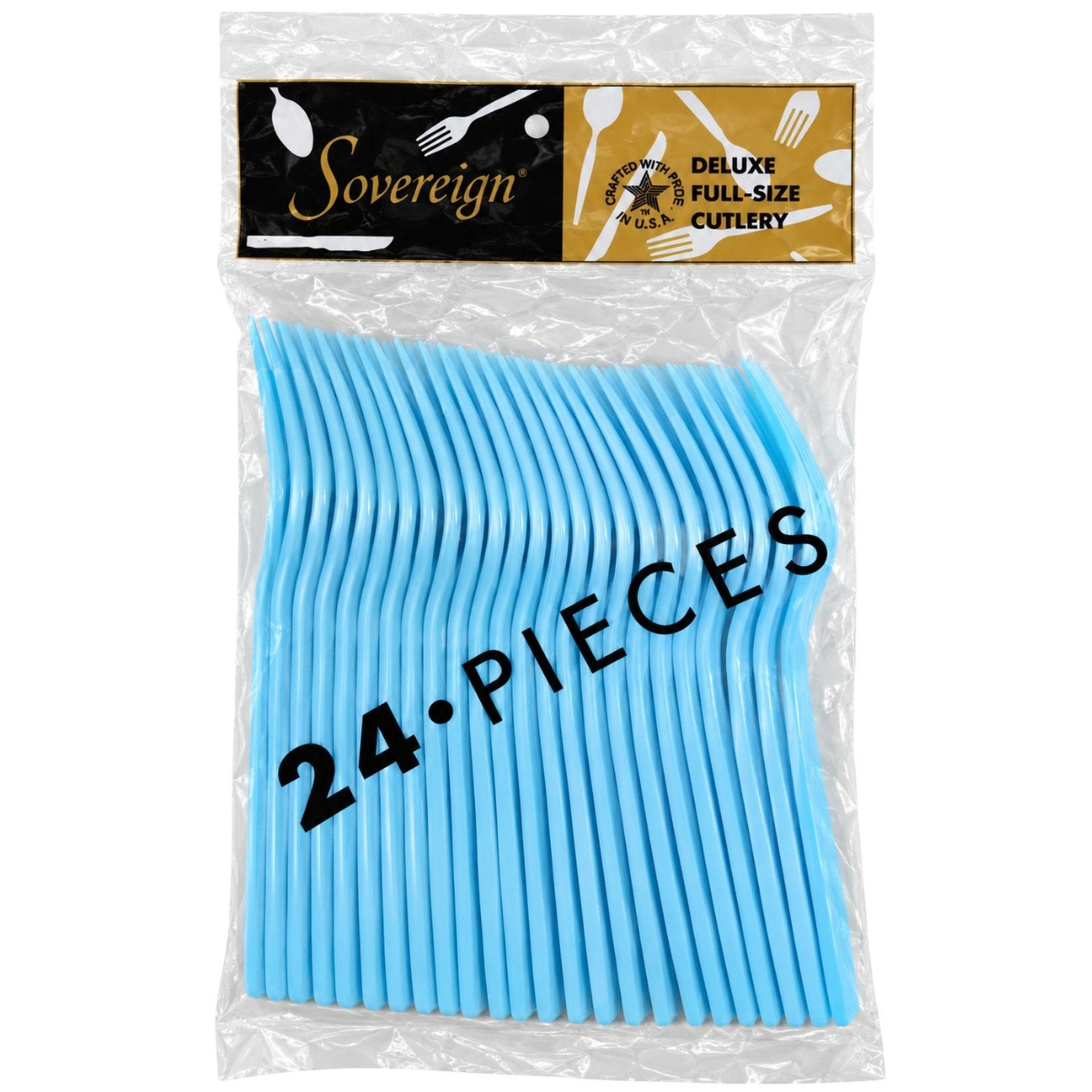 24 Pack Deluxe Full-size Cutlery Light Blue Forks image