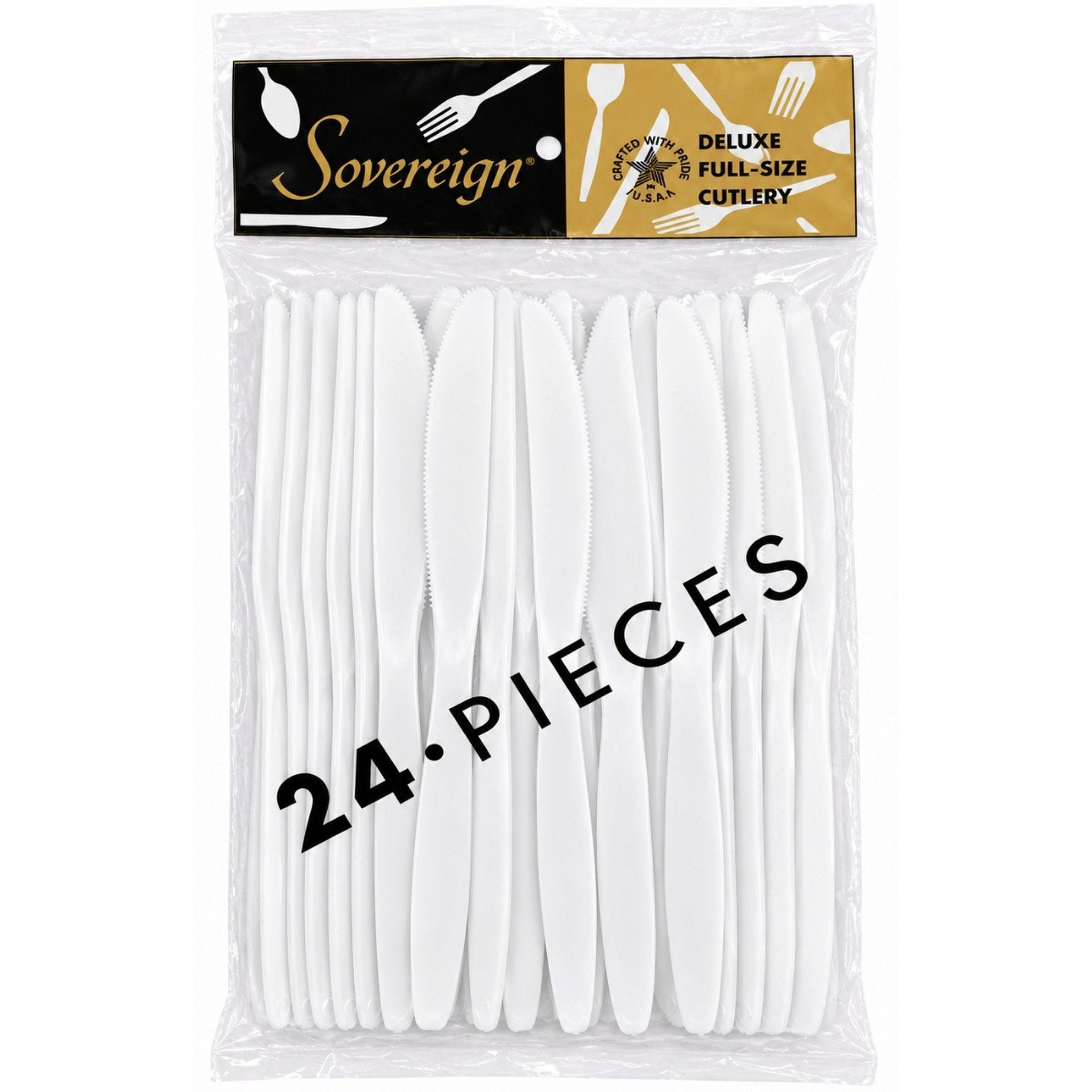 24 Pack Deluxe Full-size Cutlery White Knives image