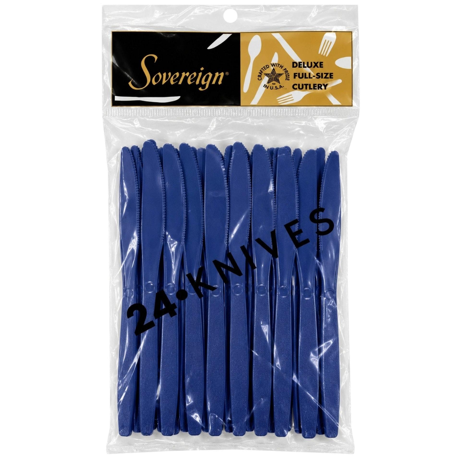 24 Pack Deluxe Full-size Cutlery Dark Blue Knives image