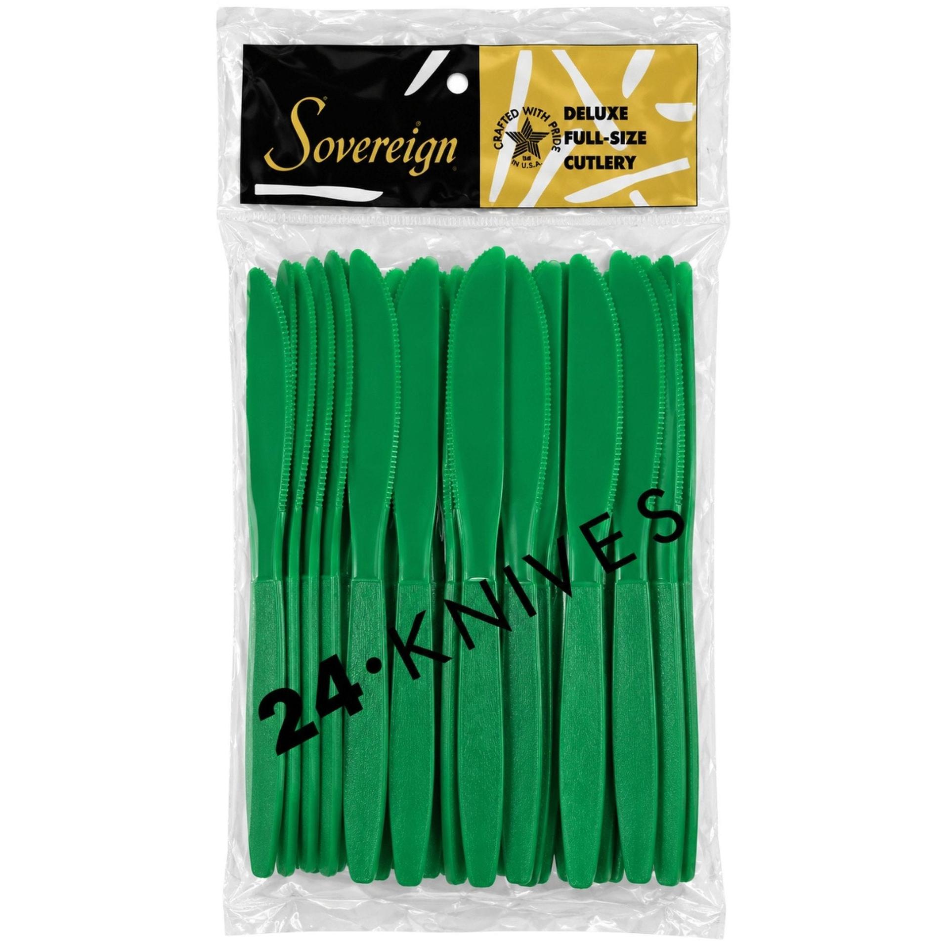 24 Pack Deluxe Full-size Cutlery Green Knives image