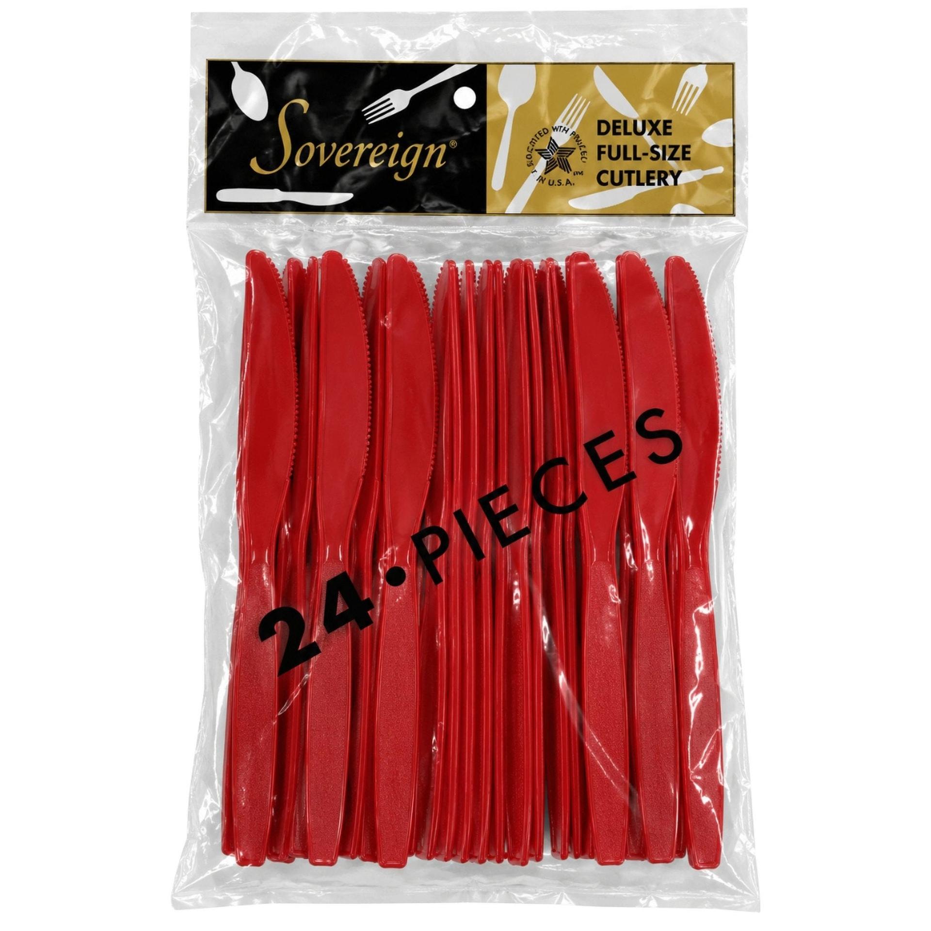 24 Pack Deluxe Full-size Cutlery Red Knives image