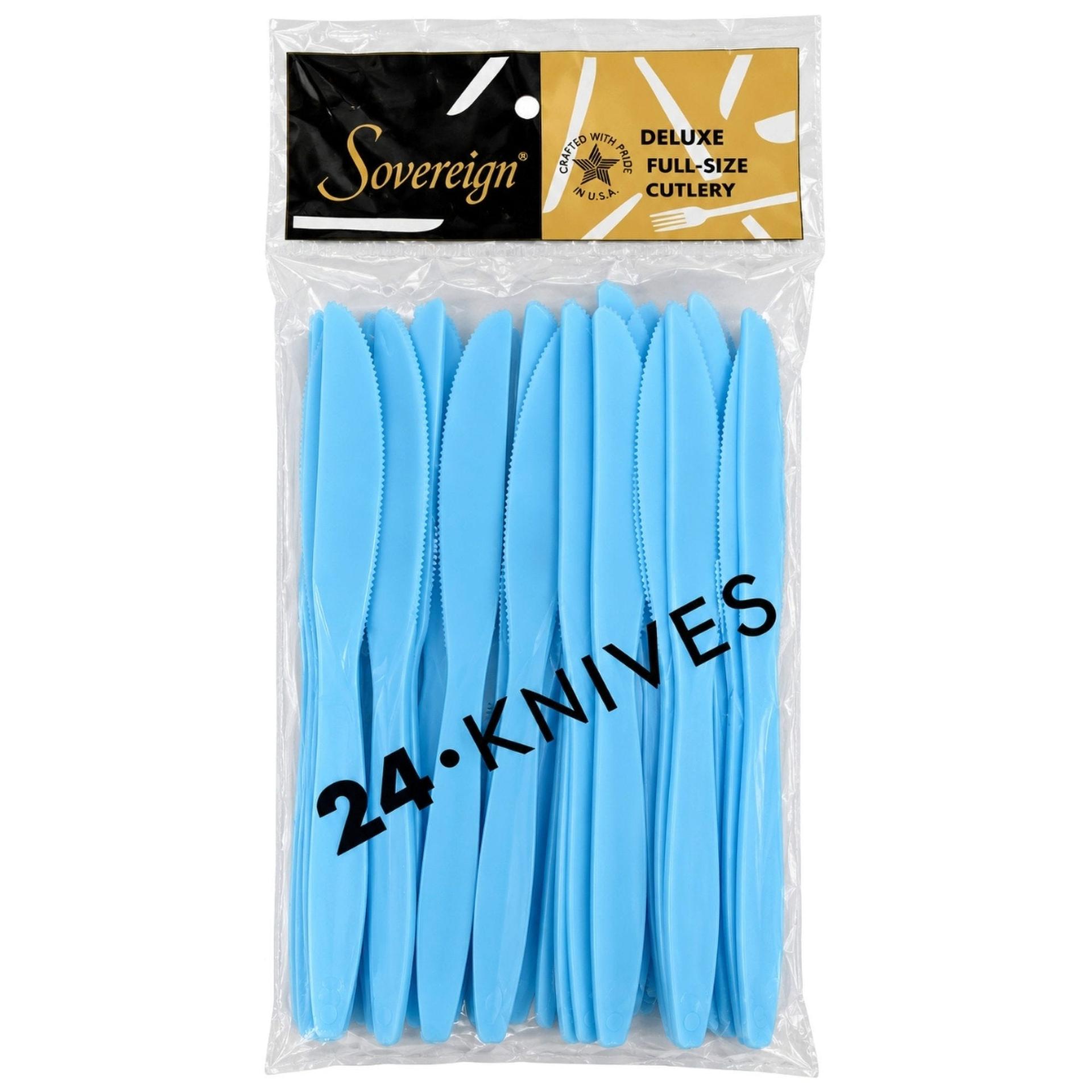 24 Pack Deluxe Full-size Cutlery Light Blue Knives image