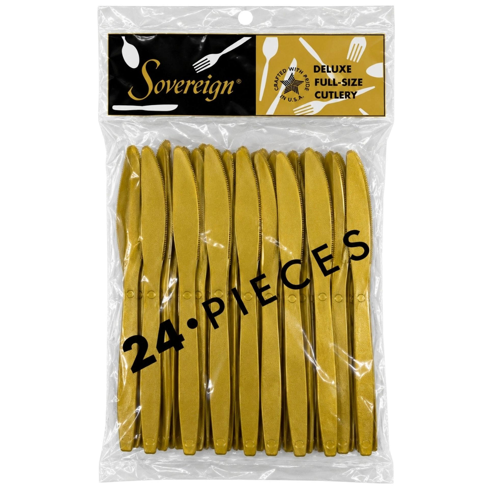 24 Pack Deluxe Full-size Cutlery Gold Knives image