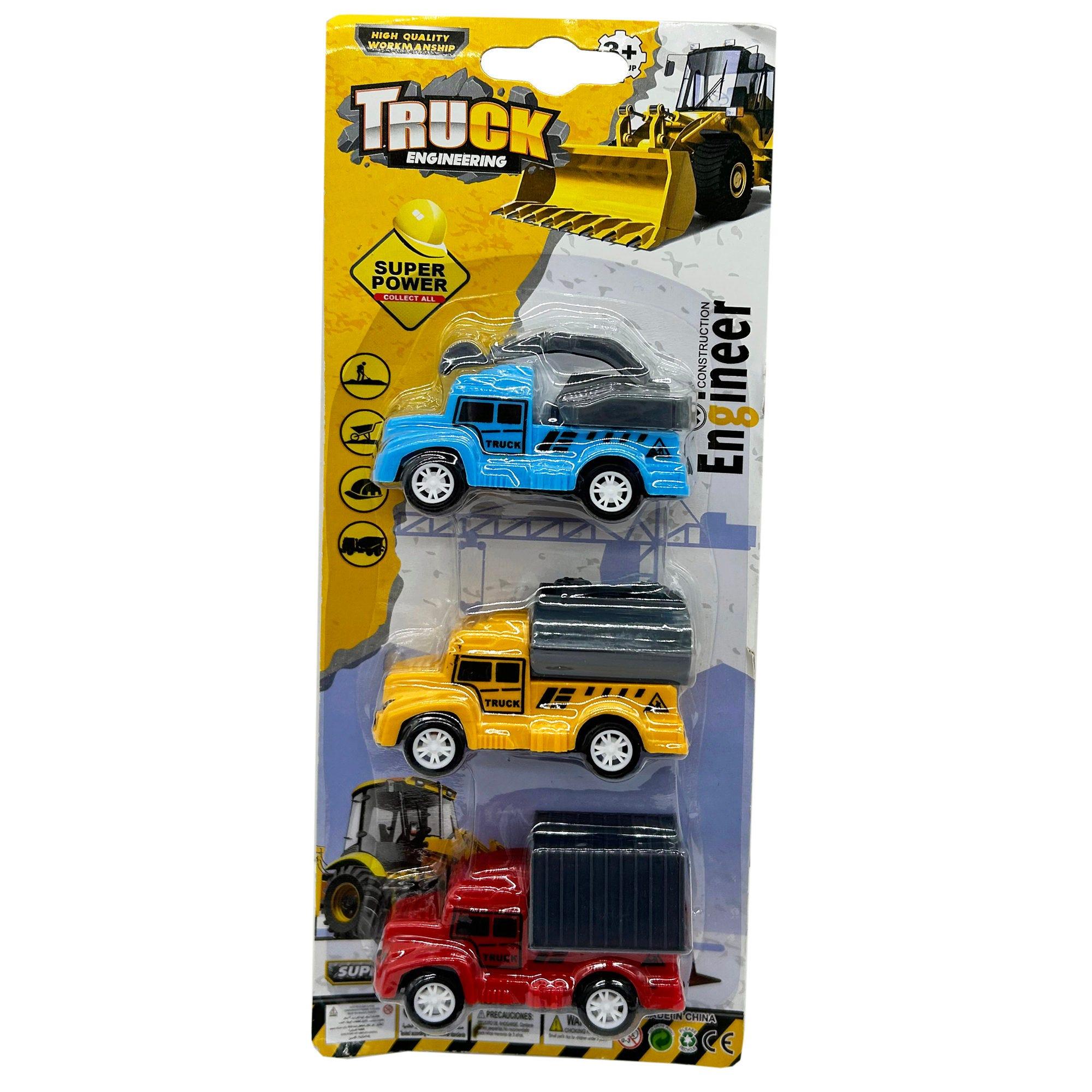 3 Pack Pull-Back Construction Trucks Toy Set image