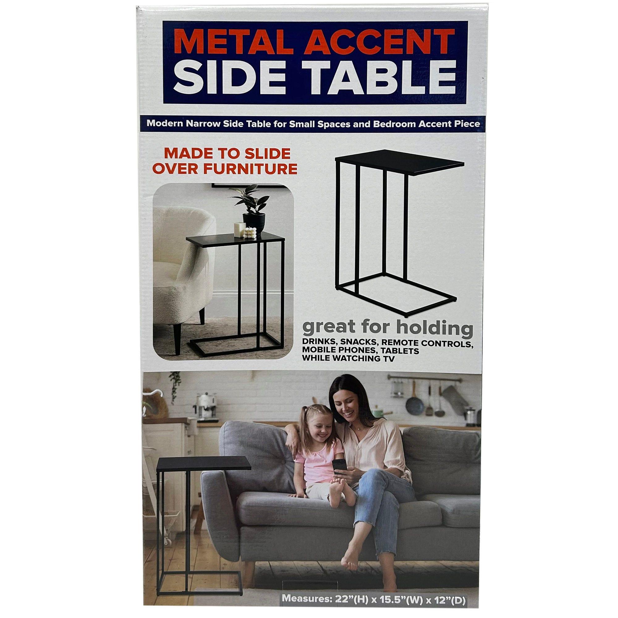 15.75" x 22" Sleek Black Metal Side Table