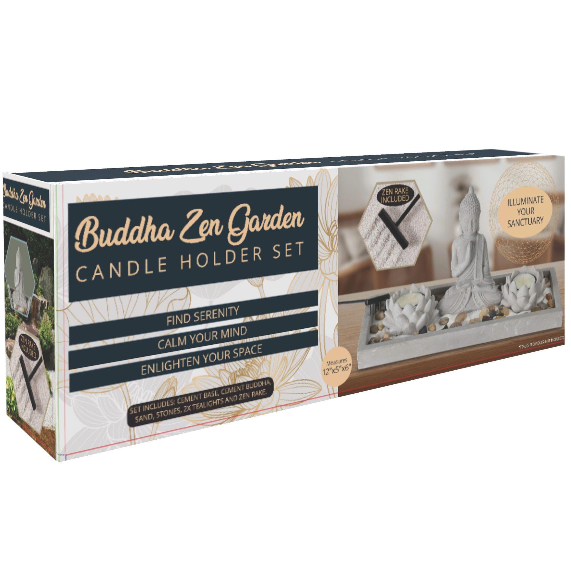 Buddha Zen Garden Lotus Tealight Candle Holder Set image