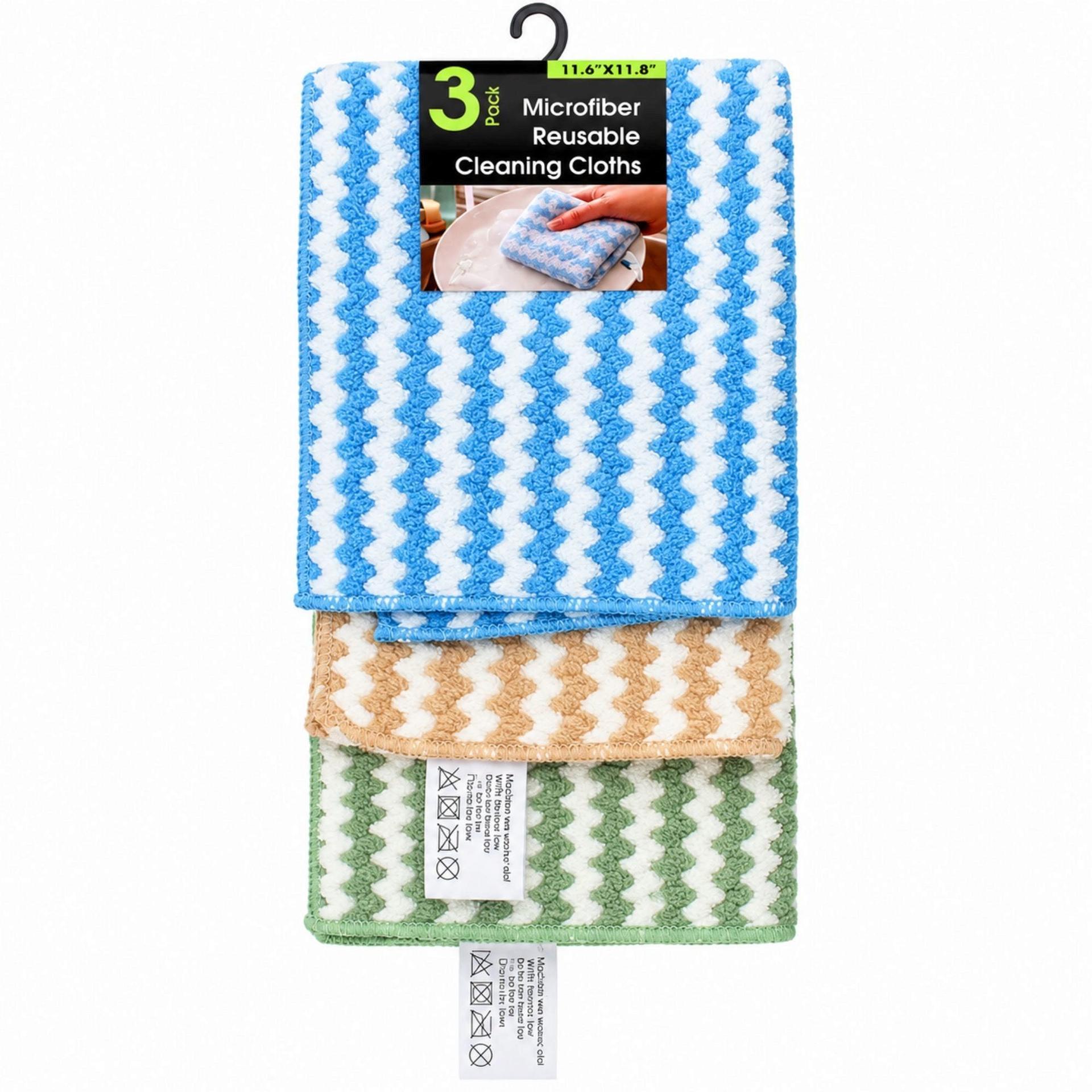 3 Pack Microfiber Reusable Cleaning Cloths image