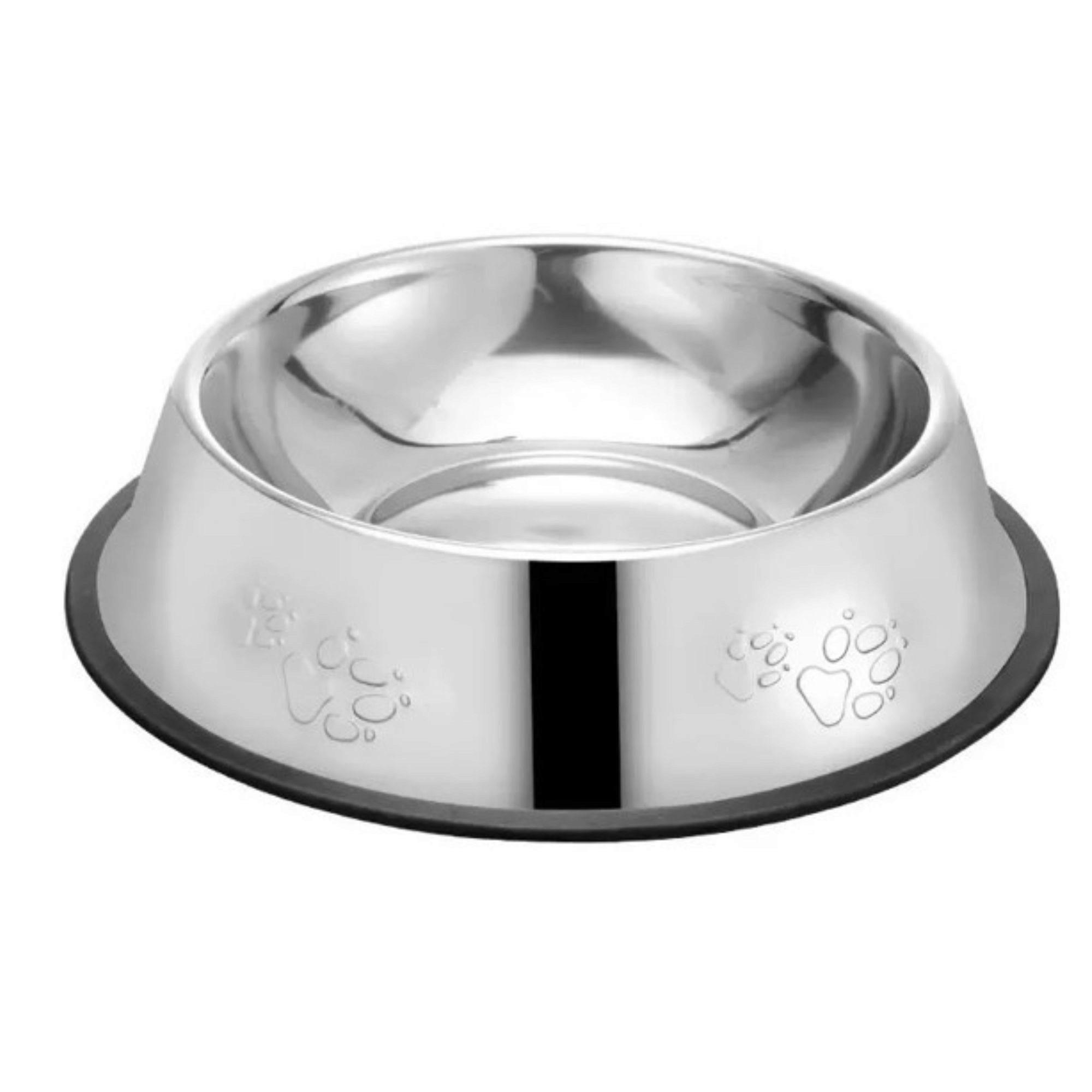 6.3" Double Footprint Stainless Steel Pet Feeding Bowl with Rubber Bottom image