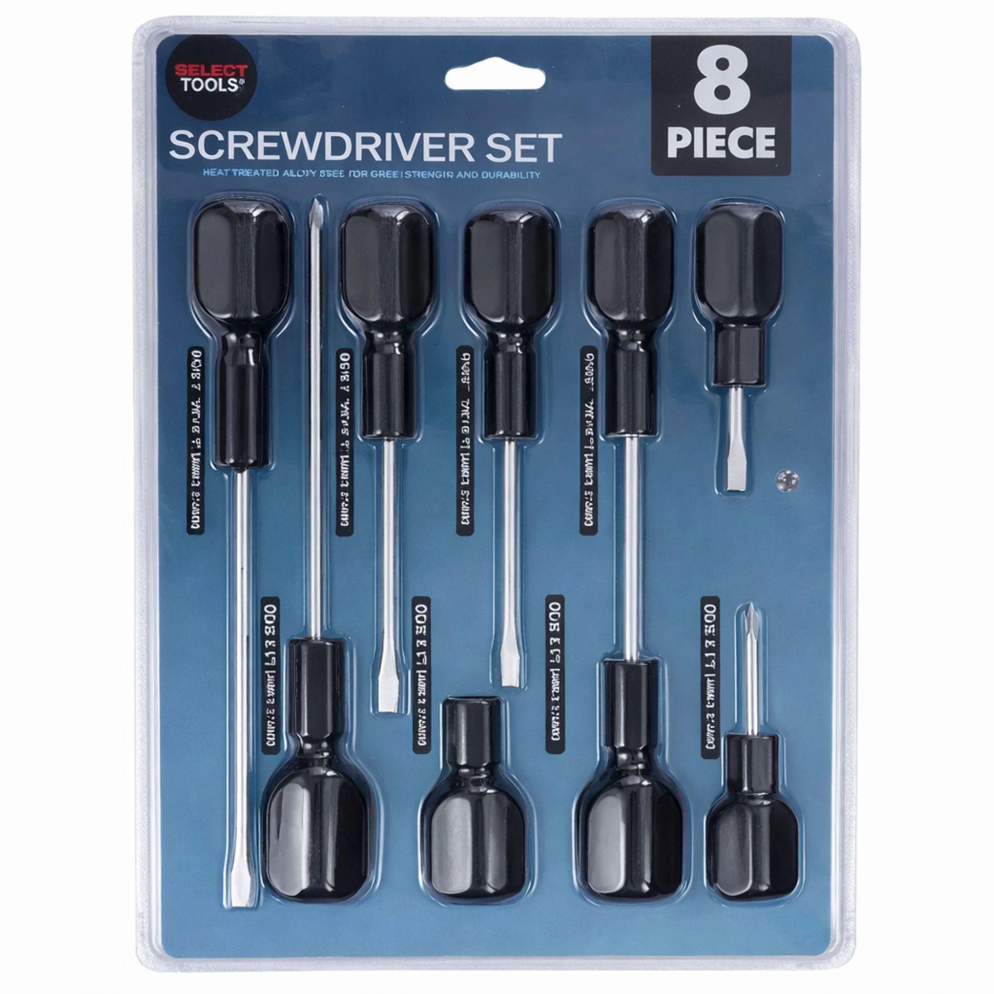 8 Piece Cushioned Grip Screwdriver Set with Durable Steel Shafts image