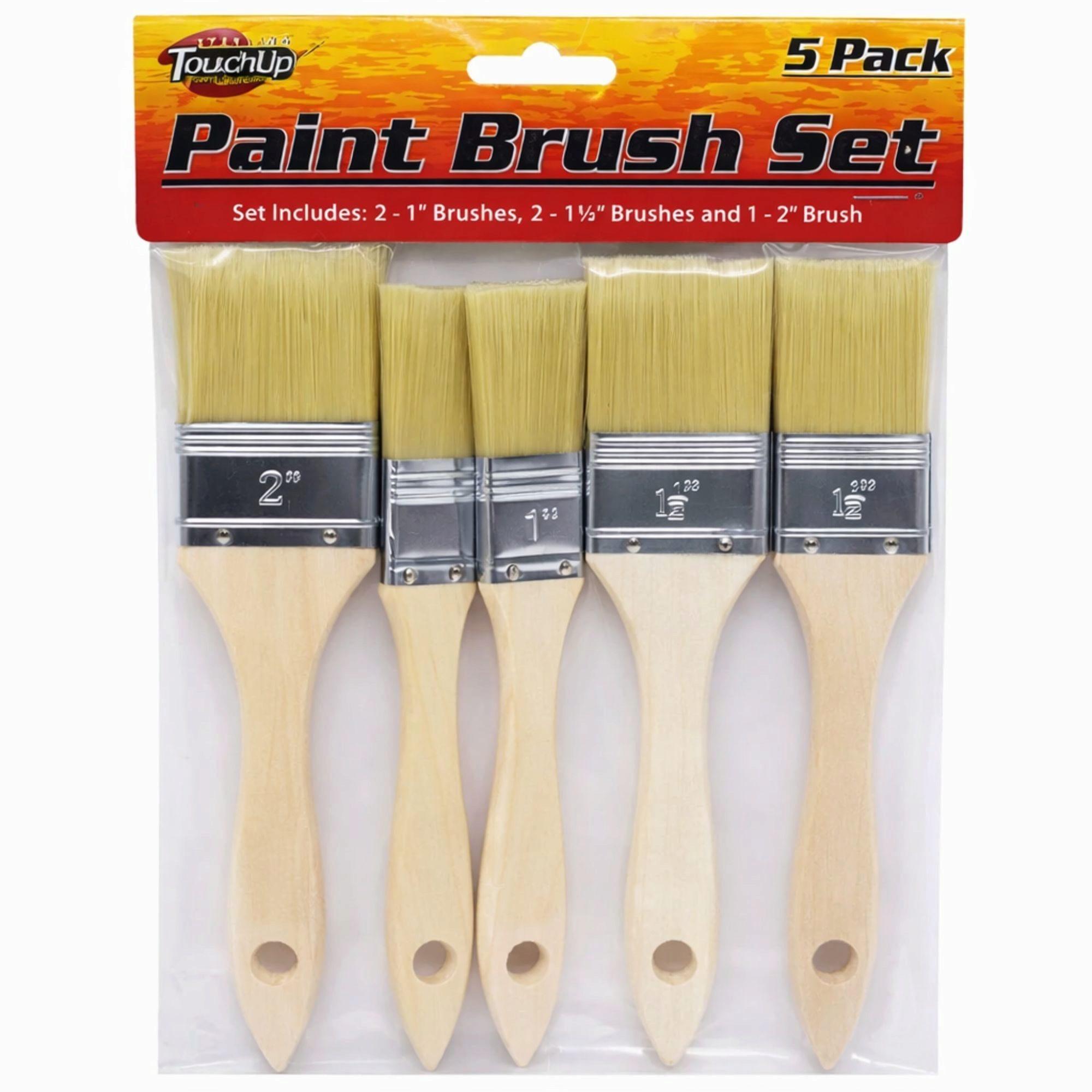 5 Pack Wood Handle Paint Brush Set image