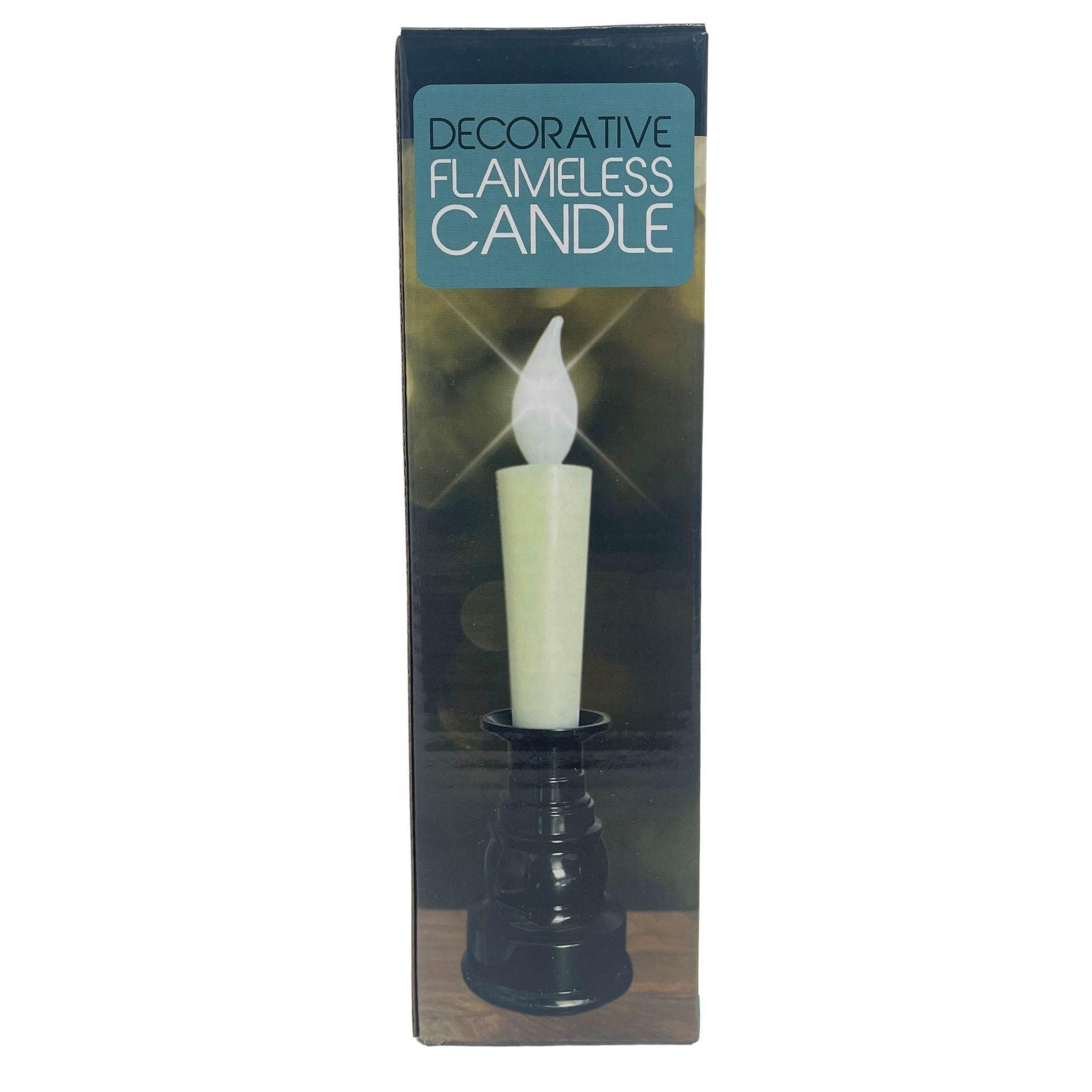 Battery-Operated Push Action LED Fake-Flame Taper Candle and Base image