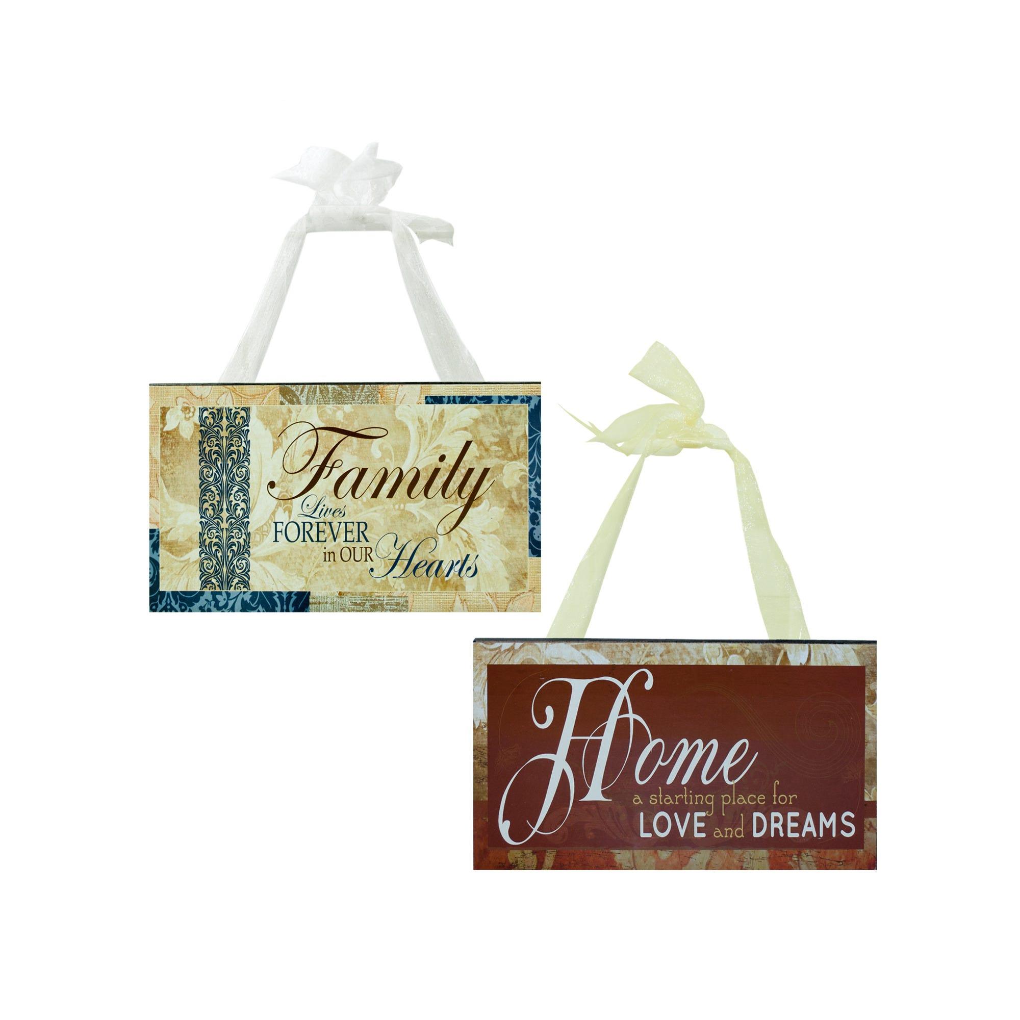 Family & Home Wood Sign with Ribbon Hanger image