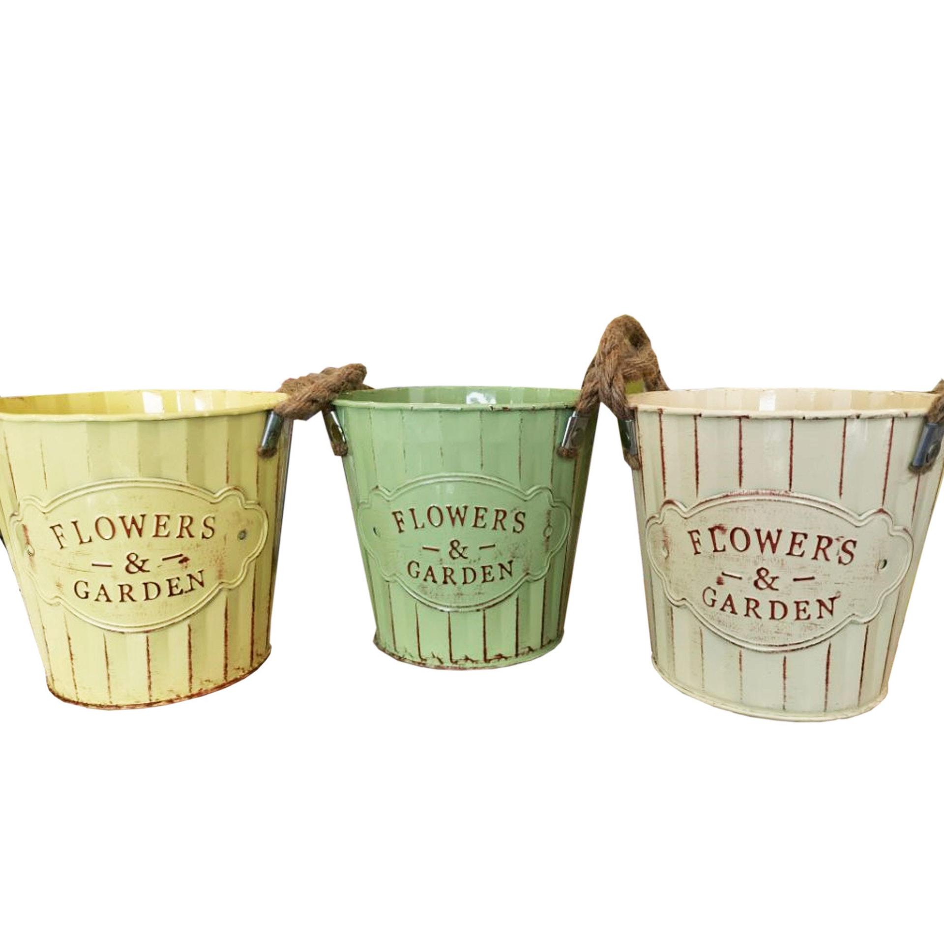 Farmhouse Decorative Flowers and Garden Small Metal Bucket image