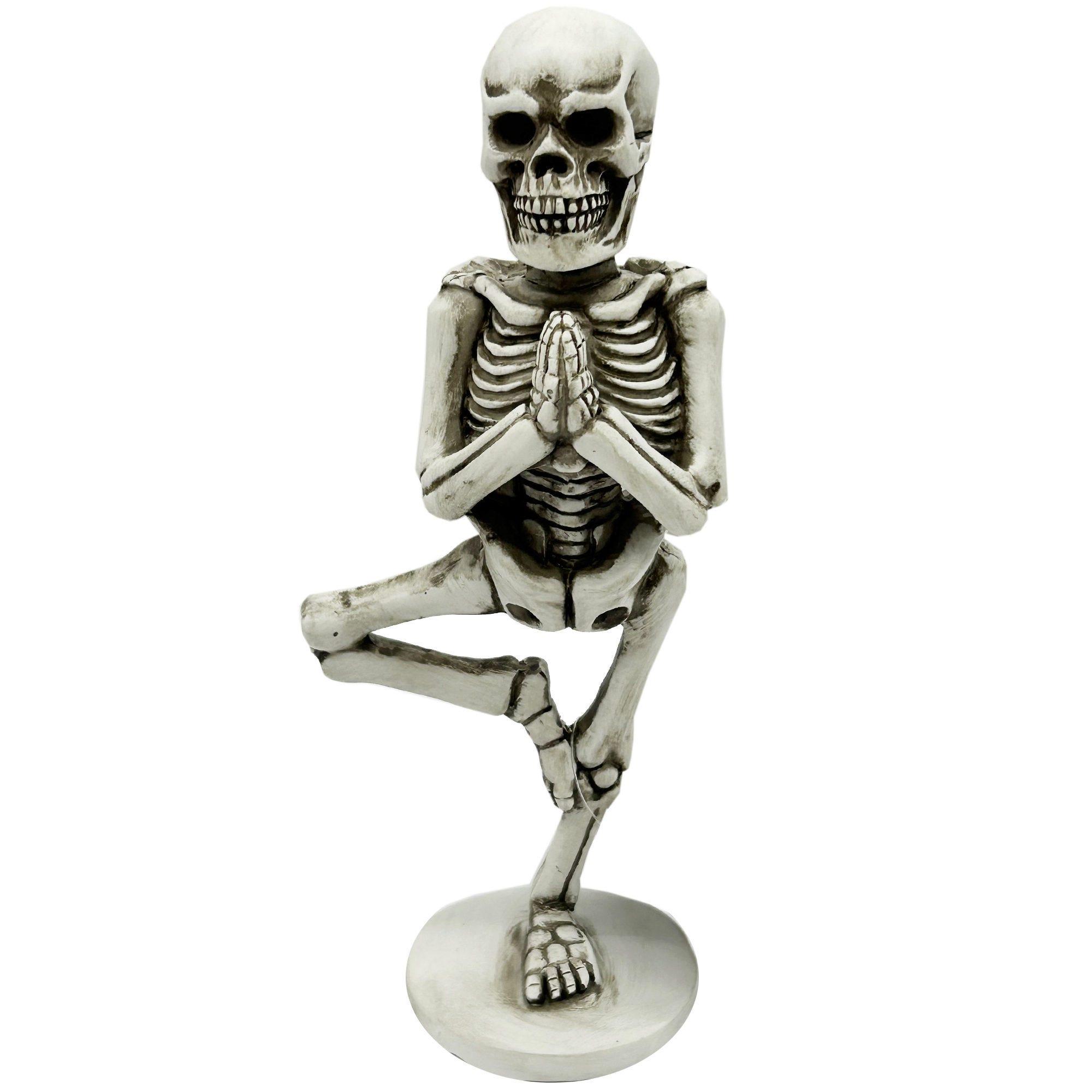 6.5" Yoga Skeleton In Tree Pose Sculpture Decor image