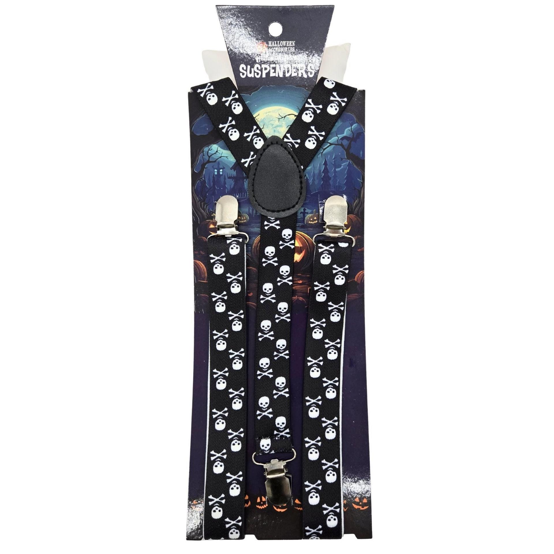 Halloween Skull and Crossbones Elastic Suspenders image