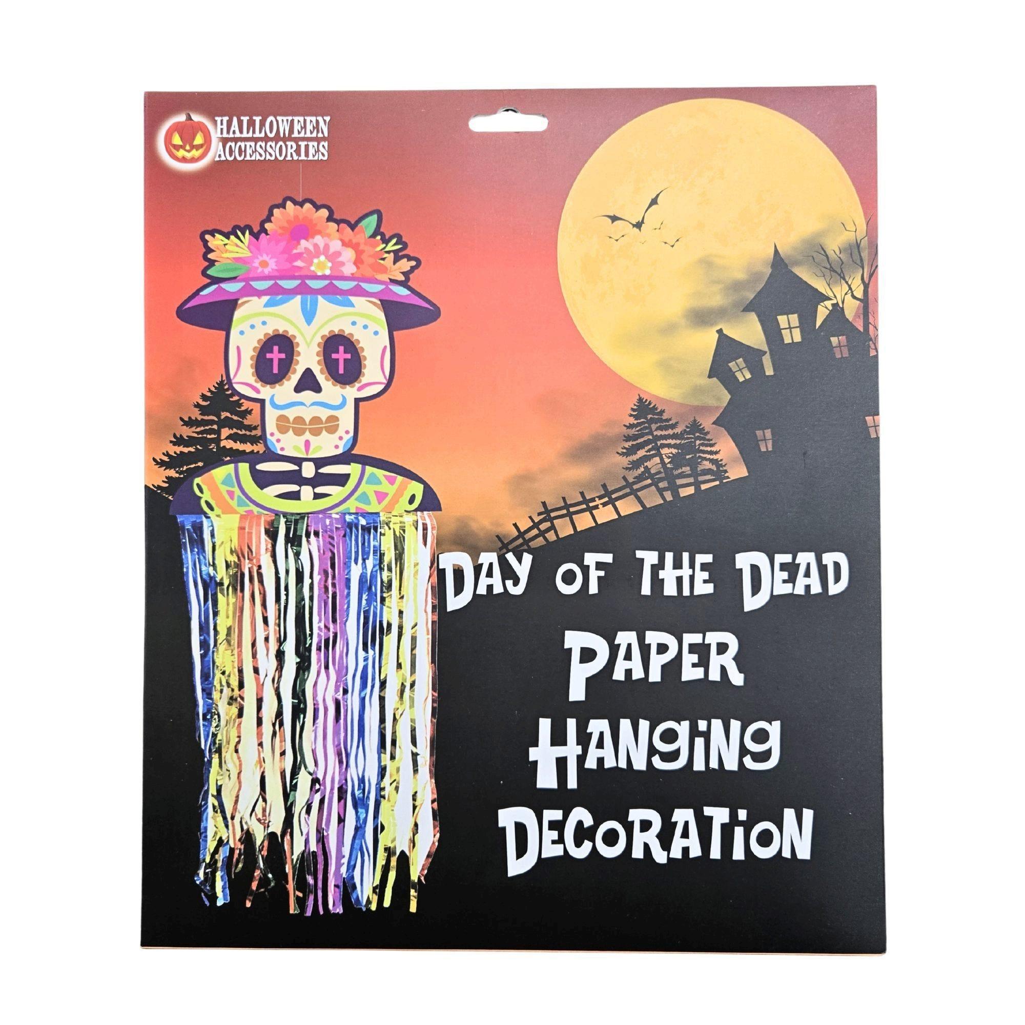 Colorful Day of the Dead Sugar Skull with Hanging Tassel Honeycomb Paper Decoration image
