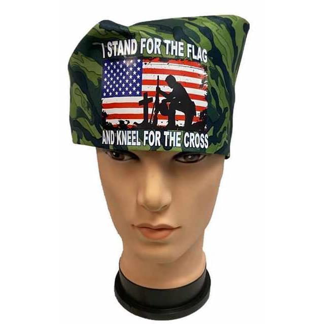 "I Stand For The Flag And Kneel For The Cross" Camo Bandanas image
