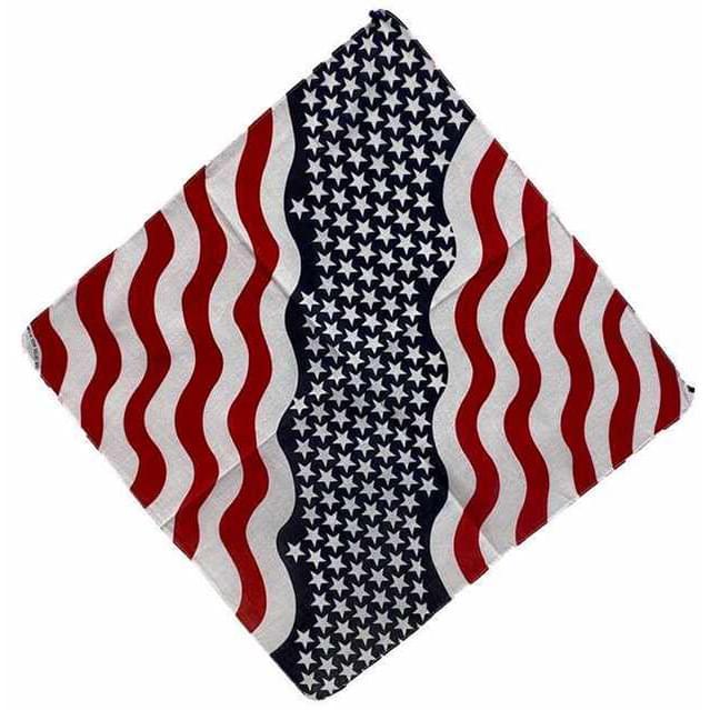 Wavy USA Flag Stars & Stripes Cotton Bandanas