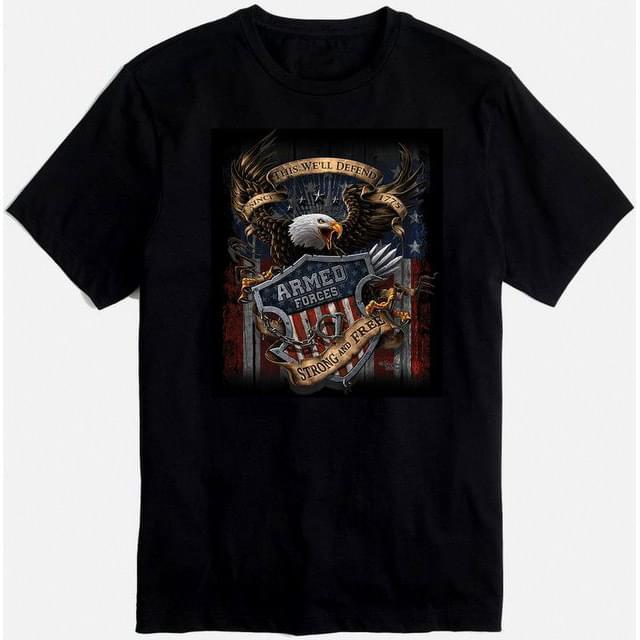 Armed Forces "Strong And Free" T-Shirts - Black M/L/XL image