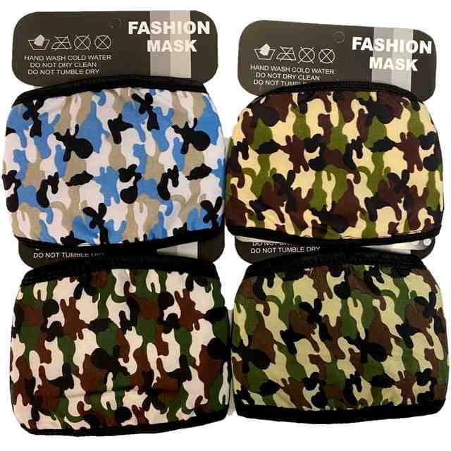 Dozen Per Pack Camo Fashion Cloth Masks Assorted