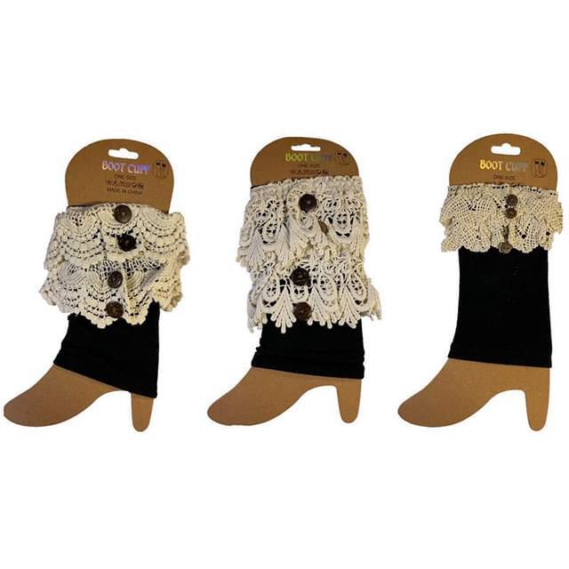 Black Crochet Lace Boot Toppers - Assorted image