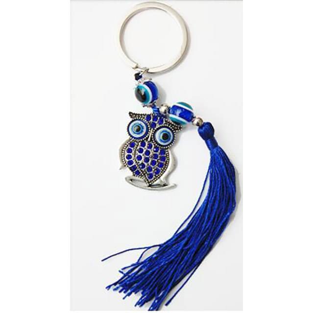 Owl Evil Eye Keychains With Fringes image