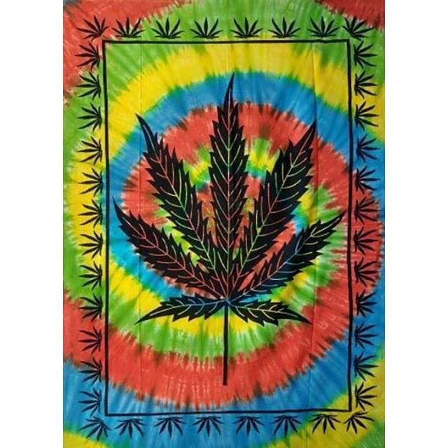 Tie Dye Swirl Marijuana Leaf Tapestries image