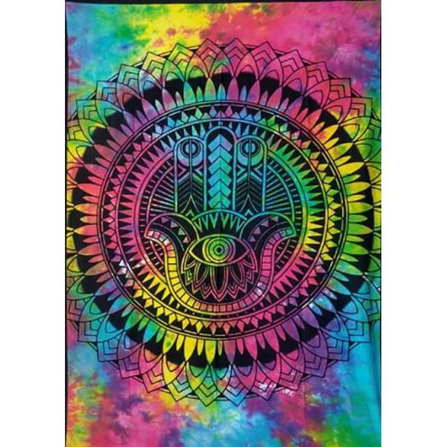 Colorful Tie Dye Hamsa Hand Tapestries image