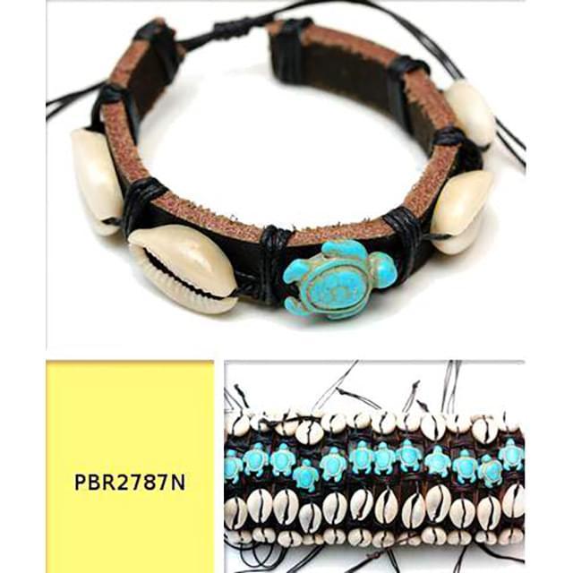 Shell & Turquoise Turtle Faux Leather Bracelets image