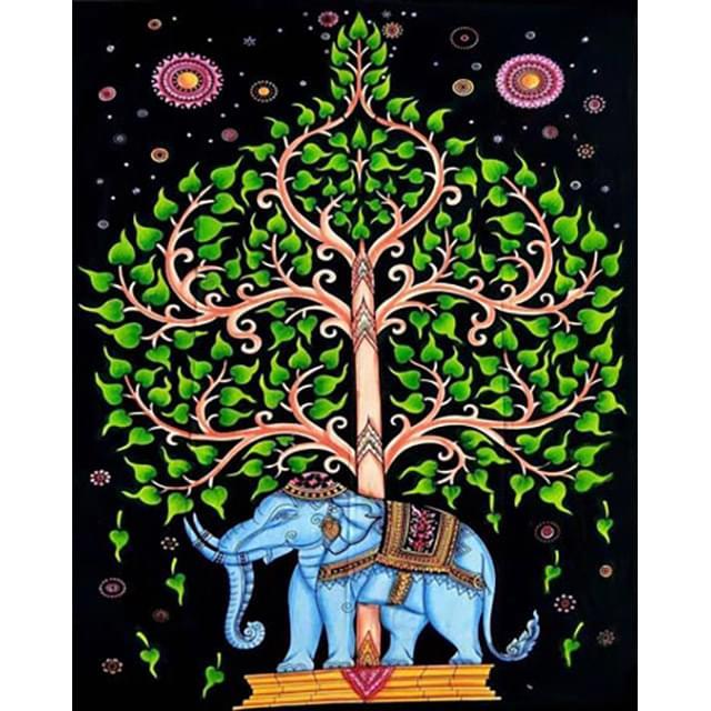 Blue Elephant Tree Tapestries image