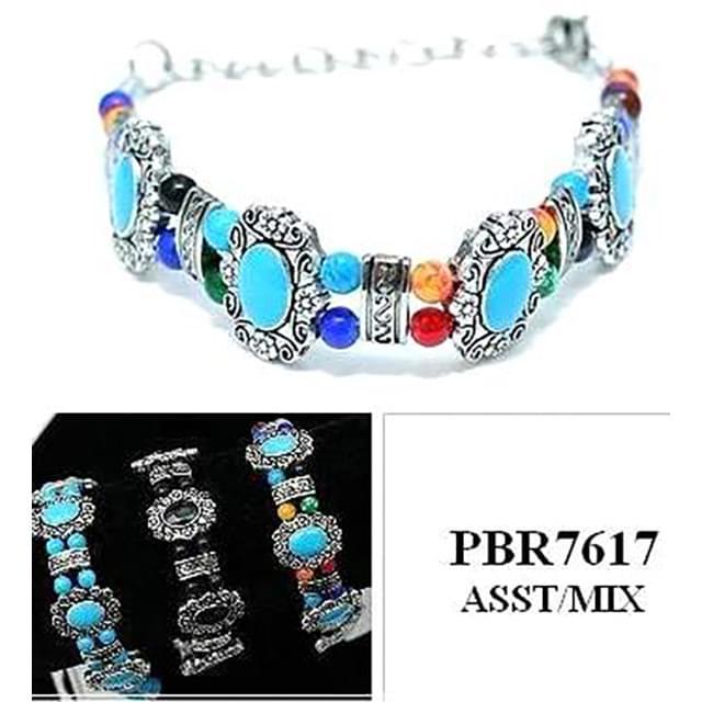 Metal Engraving Beaded Fashion Bracelets - Assorted image