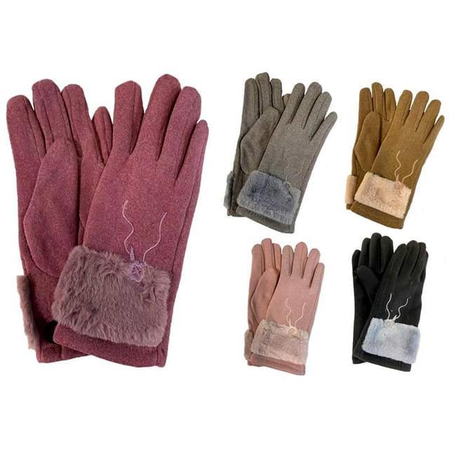 Women's Fashion Winter Gloves With Faux Fur Cuff - Assorted image