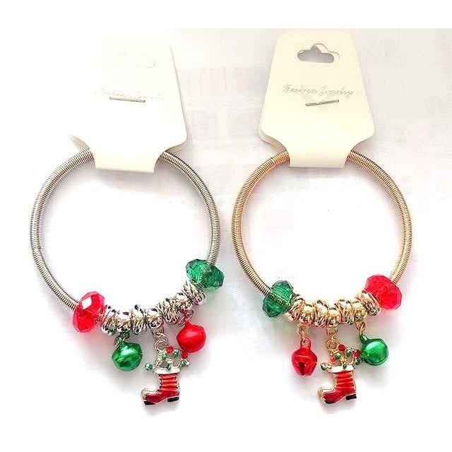 Christmas Stocking Fashion Bangle Bracelets - Gold & Silver image