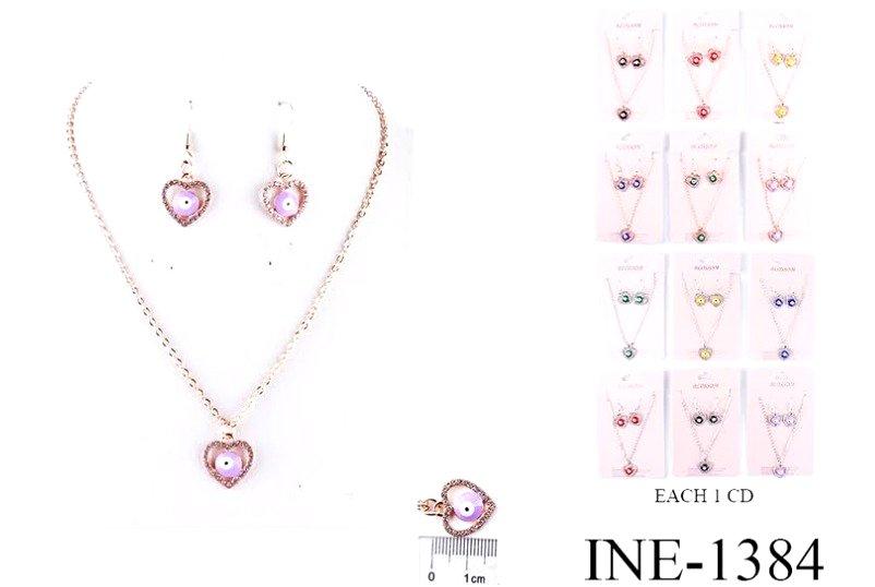 Evil Eye Heart Necklace & Earring Sets - Assorted image
