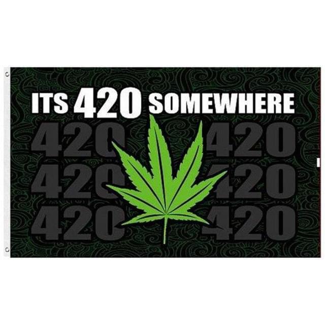 "It's 420 Somewhere" Marijuana Leaf Flags - 3' x 5' image