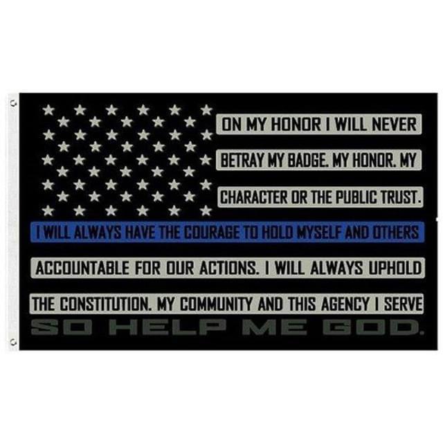 Thin Blue Line Oath Of Honor Flags - 3' x 5' image