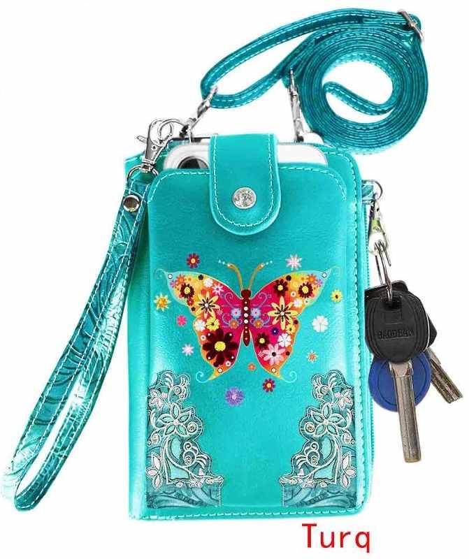 Colorful Butterfly Phone Wallet - Turquoise image